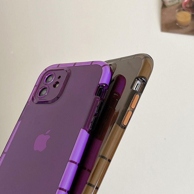 Luminous Shockproof Bumper Phone Case For iPhone 11 14 Pro Max 12 11 13 Pro Max X XR XS Max Transparent Back Cover Full Bumper Case Strong Classic Phone Case