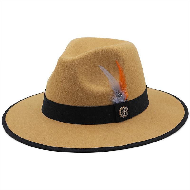 Luxurious Unique Couple Hats Wide Brim Fedora Hat Winter Autumn Trendy Fedora Hat Women Black Red Wedding Hat With Feather Belts For Hats Men Beautiful Gentleman Elegant Classical Hat