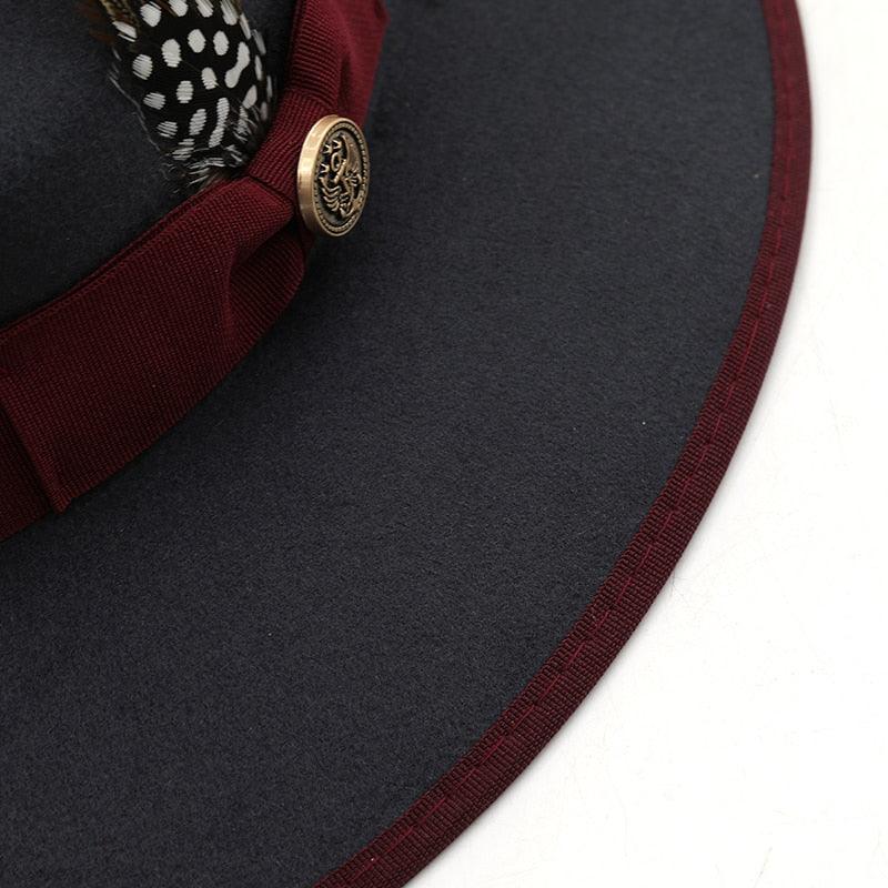 Luxurious Unique Couple Hats Wide Brim Fedora Hat Winter Autumn Trendy Fedora Hat Women Black Red Wedding Hat With Feather Belts For Hats Men Beautiful Gentleman Elegant Classical Hat