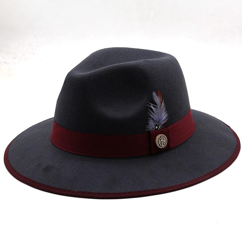 Luxurious Unique Couple Hats Wide Brim Fedora Hat Winter Autumn Trendy Fedora Hat Women Black Red Wedding Hat With Feather Belts For Hats Men Beautiful Gentleman Elegant Classical Hat