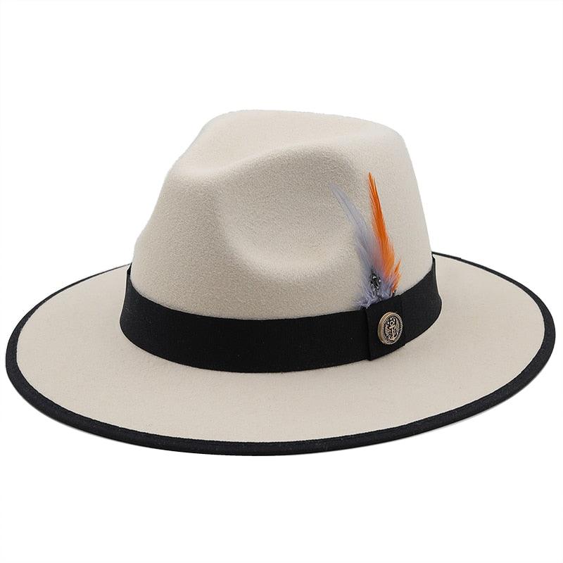 Luxurious Unique Couple Hats Wide Brim Fedora Hat Winter Autumn Trendy Fedora Hat Women Black Red Wedding Hat With Feather Belts For Hats Men Beautiful Gentleman Elegant Classical Hat