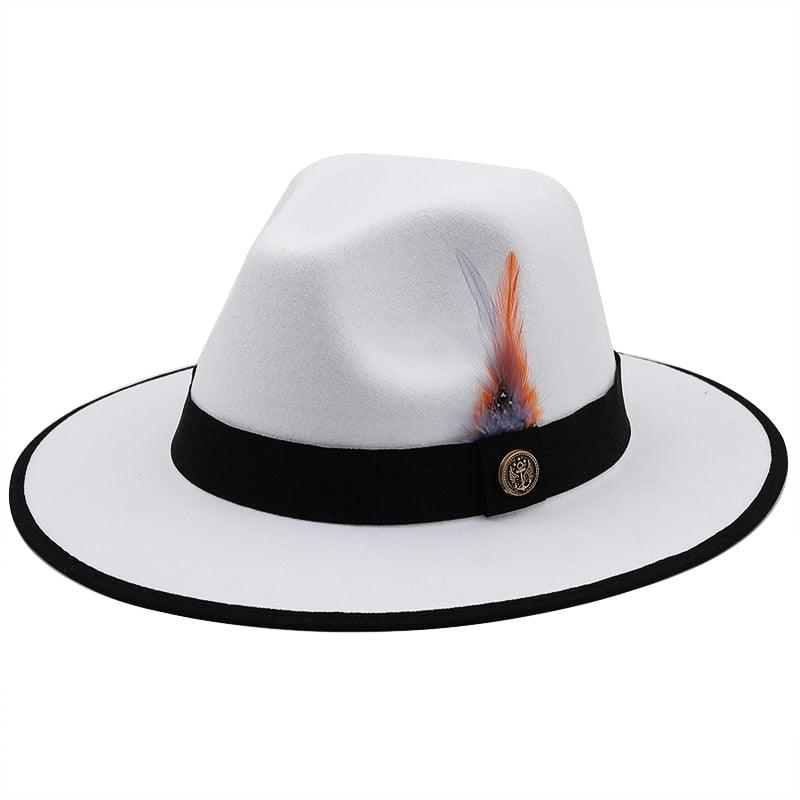 Luxurious Unique Couple Hats Wide Brim Fedora Hat Winter Autumn Trendy Fedora Hat Women Black Red Wedding Hat With Feather Belts For Hats Men Beautiful Gentleman Elegant Classical Hat