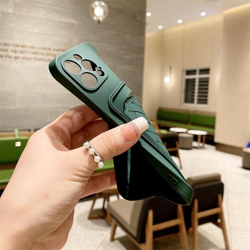 Luxury Colorful Card Holder Wallet Case For iPhone 14 13 11 12 Pro Max Mini 14 Plus Soft Silicone Purse Cover Silicone Case with Card Holder Compatible with iPhone