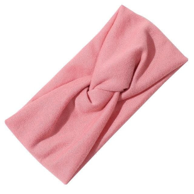 Luxury Fashion Winter Soft Solid Color Elastic Elegant Wide Knitting Cross Lightweight Headband Yoga Turban Bandage Bandanas Hair Bands For Women
