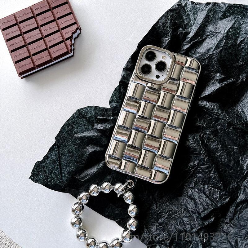 Luxury Gold Plating Electroplated Bracelet Cute Compatible with iPhone Diamond Case Luxury Sparkle Glitter Rhinestone Phone Case For iPhone 14 13 Promax 11 12 Pro Max Mini Xs Max XR 8 7 Plus Mirror Cover