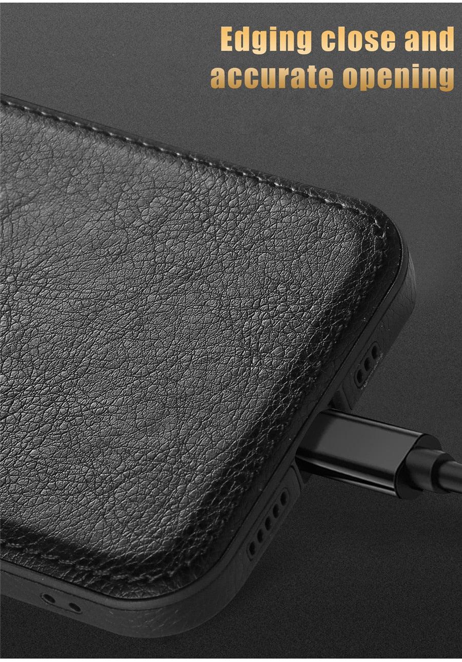 Luxury Leather Case for iPhone 14 13 12 11 Pro MAX XS XR 7 8 Plus Classic Silicone Phone Cover Leather Case Thin Flexible Soft Grip Luxury PU Leather Cover for Men Durable Anti-Scratch Full Phone Cases