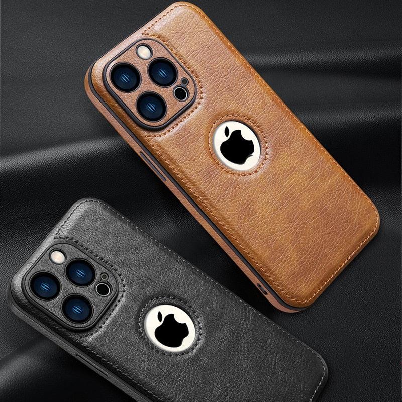 Luxury Leather Case for iPhone 14 13 12 11 Pro MAX XS XR 7 8 Plus Classic Silicone Phone Cover Leather Case Thin Flexible Soft Grip Luxury PU Leather Cover for Men Durable Anti-Scratch Full Phone Cases