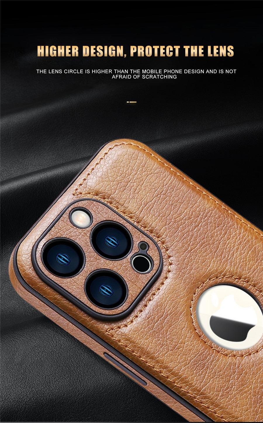 Luxury Leather Case for iPhone 14 13 12 11 Pro MAX XS XR 7 8 Plus Classic Silicone Phone Cover Leather Case Thin Flexible Soft Grip Luxury PU Leather Cover for Men Durable Anti-Scratch Full Phone Cases