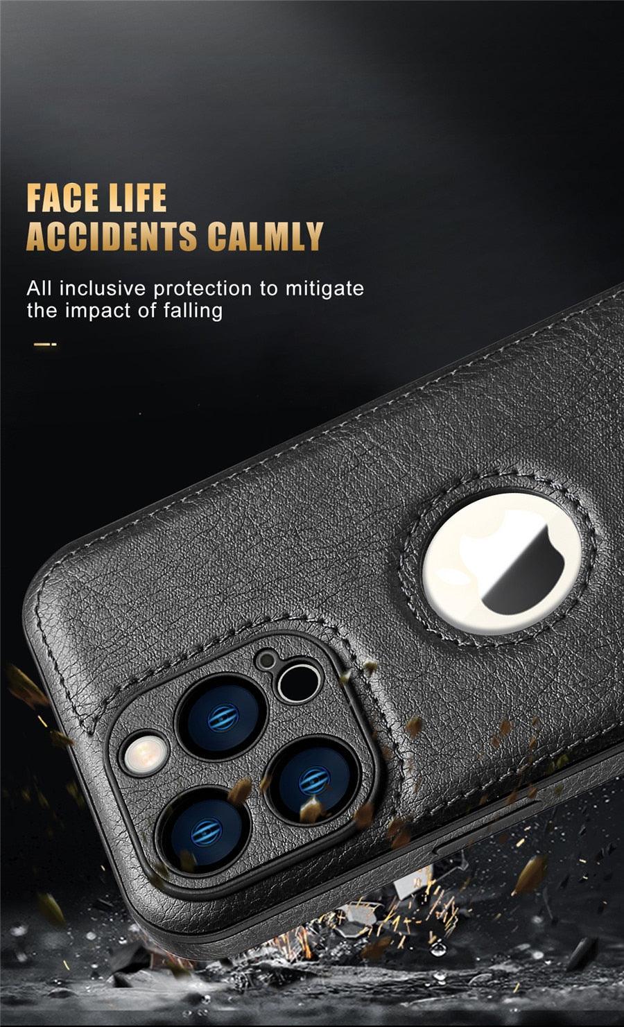 Luxury Leather Case for iPhone 14 13 12 11 Pro MAX XS XR 7 8 Plus Classic Silicone Phone Cover Leather Case Thin Flexible Soft Grip Luxury PU Leather Cover for Men Durable Anti-Scratch Full Phone Cases
