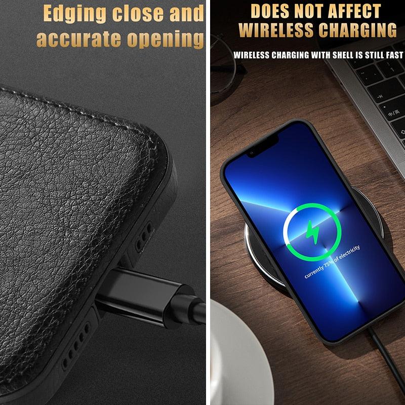Luxury Leather Case for iPhone 14 13 12 11 Pro MAX XS XR 7 8 Plus Classic Silicone Phone Cover Leather Case Thin Flexible Soft Grip Luxury PU Leather Cover for Men Durable Anti-Scratch Full Phone Cases