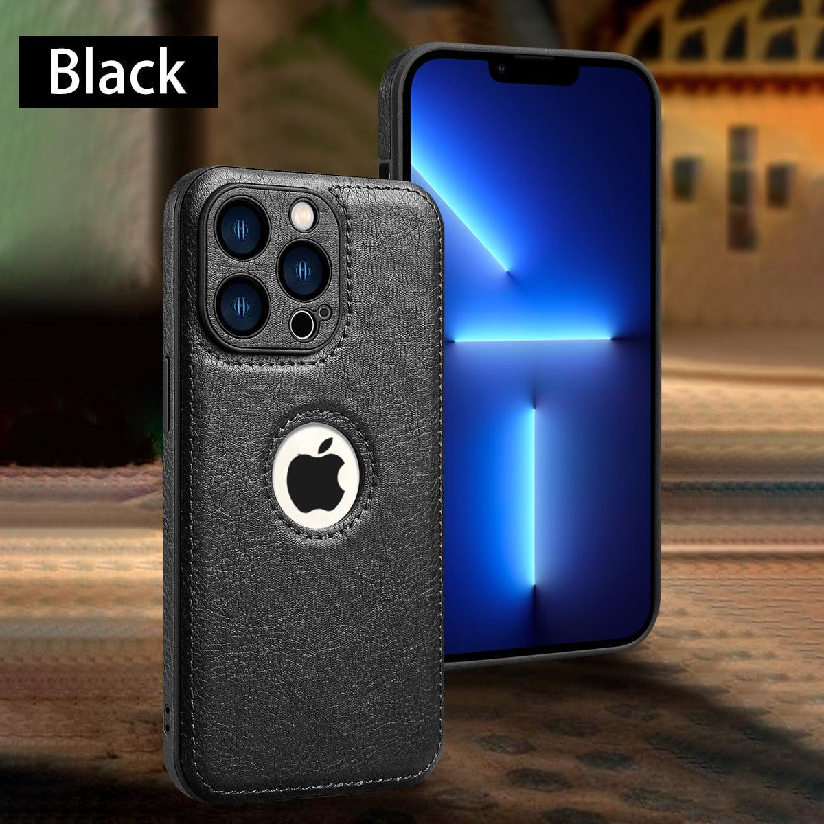 Luxury Leather Case for iPhone 14 13 12 11 Pro MAX XS XR 7 8 Plus Classic Silicone Phone Cover Leather Case Thin Flexible Soft Grip Luxury PU Leather Cover for Men Durable Anti-Scratch Full Phone Cases