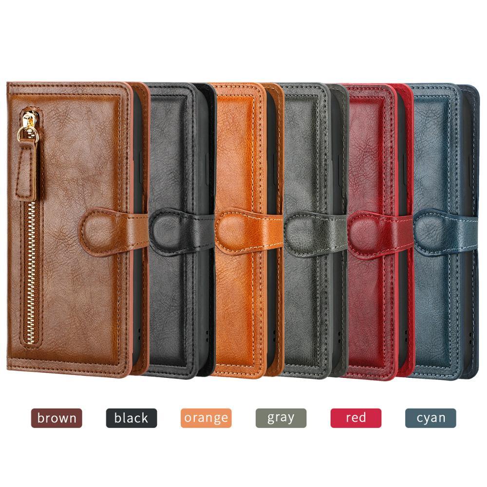 Luxury Leather Flip Wallet Case For iPhone 14 13 12 11 Pro MAX X XS XR Card Holder Stand Cover Retro Brown Card Holder Slots Pocket Case PU Leather Magnetic Closure Kickstand Shockproof Flip Case