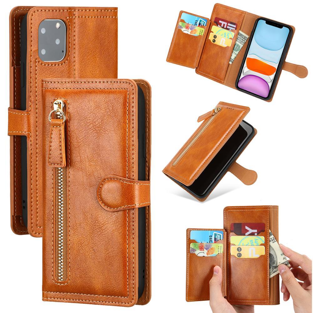 Luxury Leather Flip Wallet Case For iPhone 14 13 12 11 Pro MAX X XS XR Card Holder Stand Cover Retro Brown Card Holder Slots Pocket Case PU Leather Magnetic Closure Kickstand Shockproof Flip Case