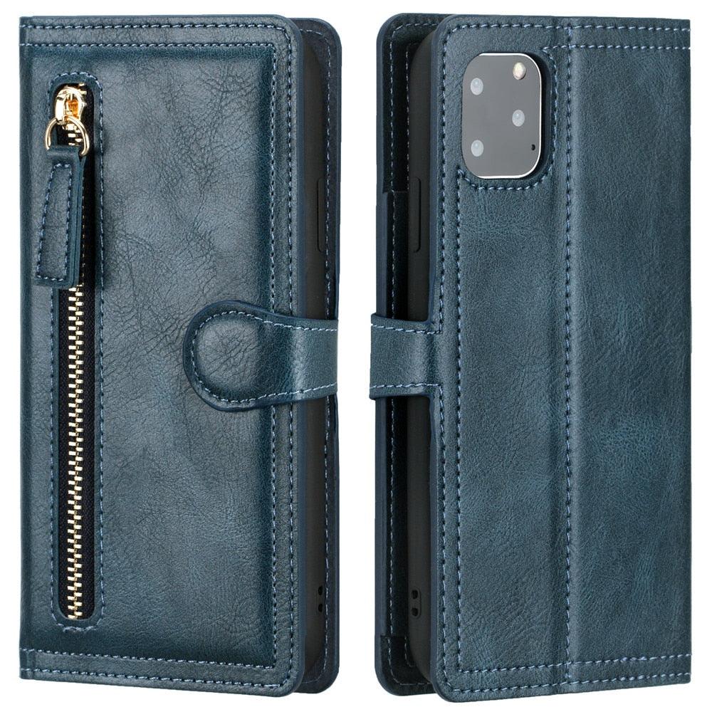Luxury Leather Flip Wallet Case For iPhone 14 13 12 11 Pro MAX X XS XR Card Holder Stand Cover Retro Brown Card Holder Slots Pocket Case PU Leather Magnetic Closure Kickstand Shockproof Flip Case