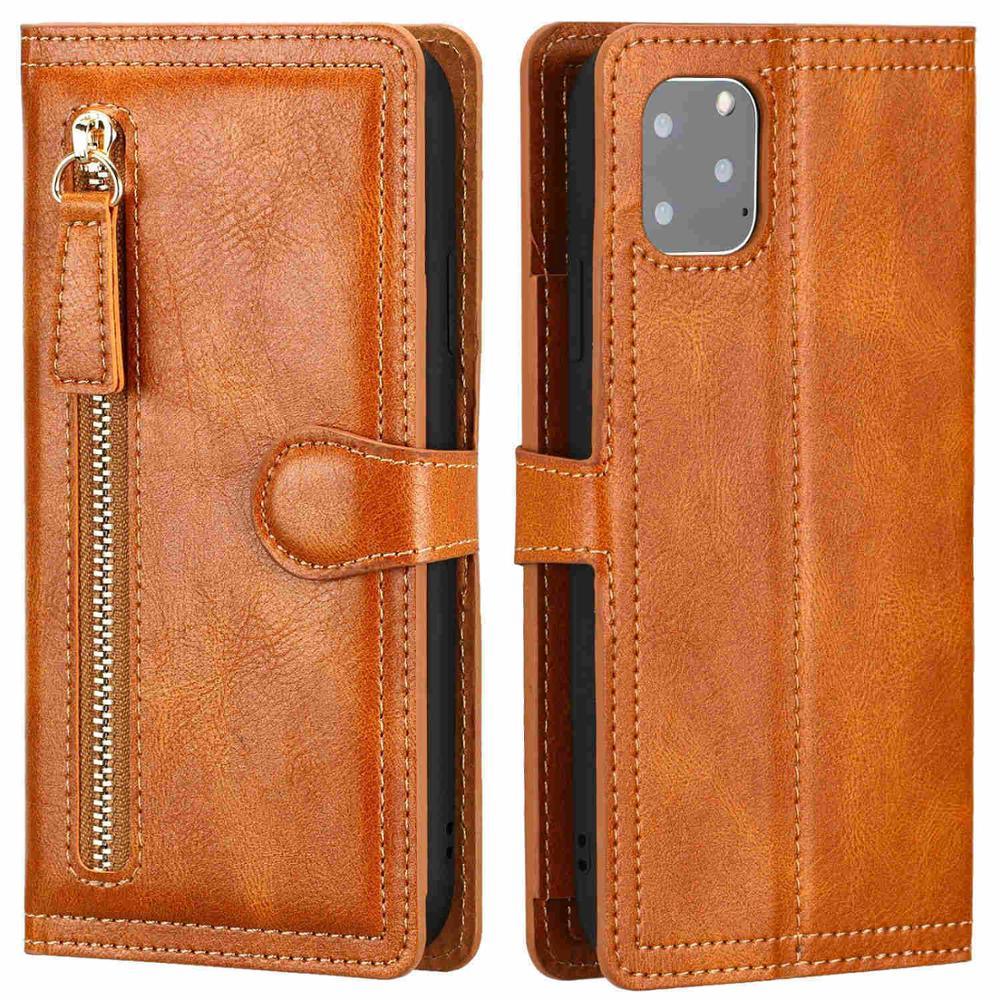 Luxury Leather Flip Wallet Case For iPhone 14 13 12 11 Pro MAX X XS XR Card Holder Stand Cover Retro Brown Card Holder Slots Pocket Case PU Leather Magnetic Closure Kickstand Shockproof Flip Case
