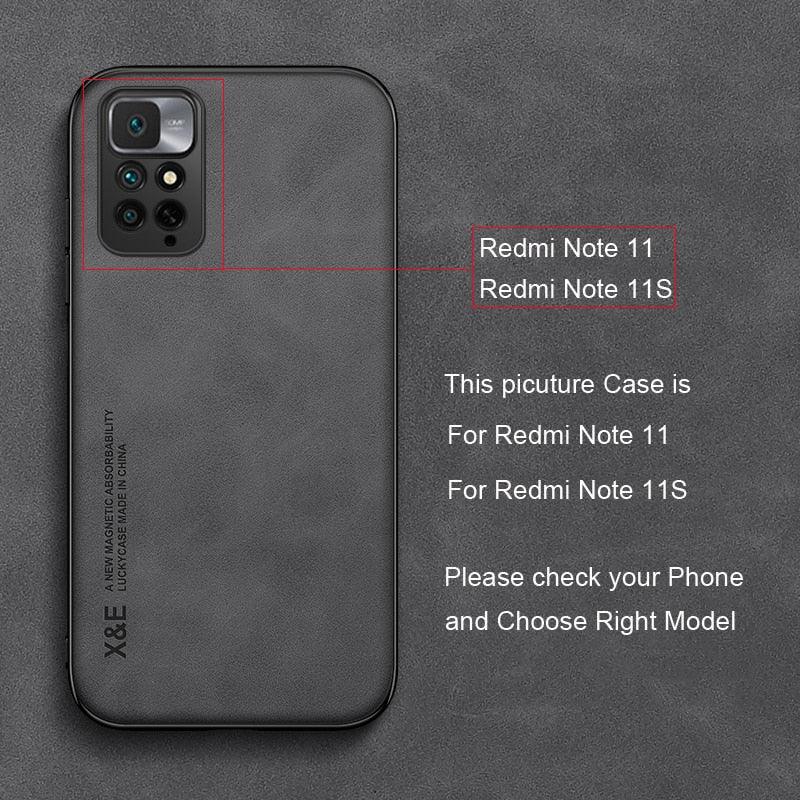 Luxury Leather Magnetic Case For Xiaomi Redmi Note 11 10 9 11E Pro 11S 10S 12 12X 10C POCO X3 NFC Pro F3 Covers With Metal Plate Leather Premium Back Cover Mobile Phone Case Flexible Protective Ultra Thin Scratchproof Phone Cover