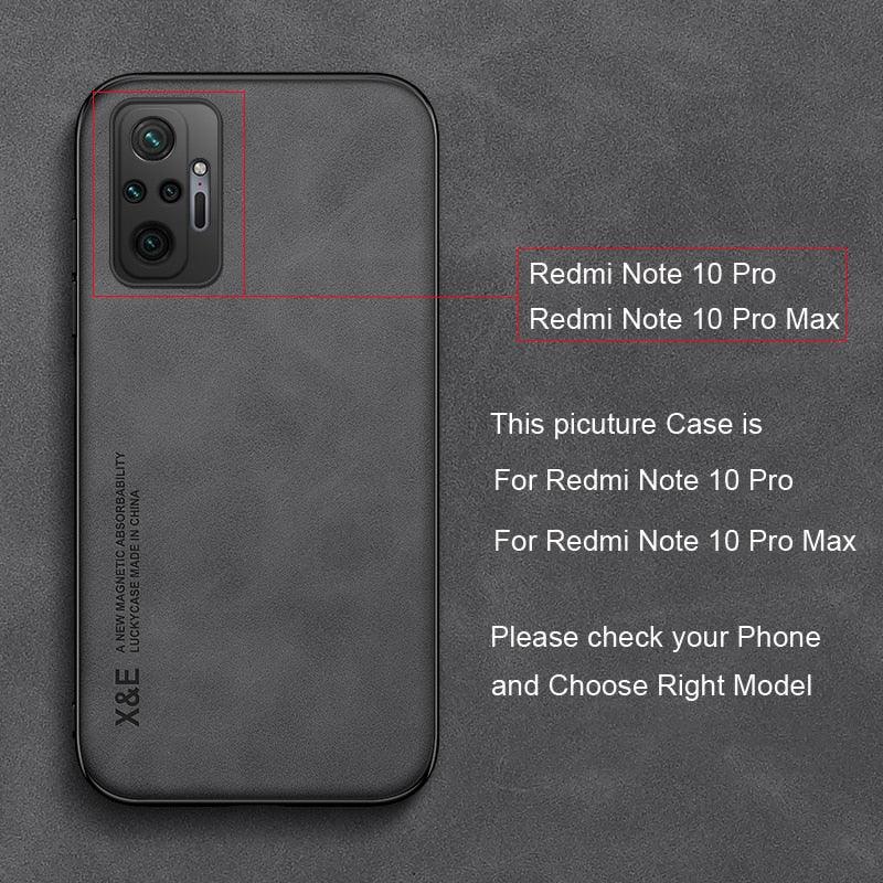 Luxury Leather Magnetic Case For Xiaomi Redmi Note 11 10 9 11E Pro 11S 10S 12 12X 10C POCO X3 NFC Pro F3 Covers With Metal Plate Leather Premium Back Cover Mobile Phone Case Flexible Protective Ultra Thin Scratchproof Phone Cover