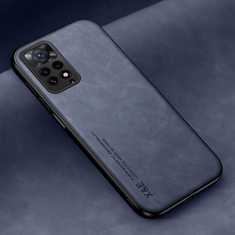 Luxury Leather Magnetic Case For Xiaomi Redmi Note 11 10 9 11E Pro 11S 10S 12 12X 10C POCO X3 NFC Pro F3 Covers With Metal Plate Leather Premium Back Cover Mobile Phone Case Flexible Protective Ultra Thin Scratchproof Phone Cover