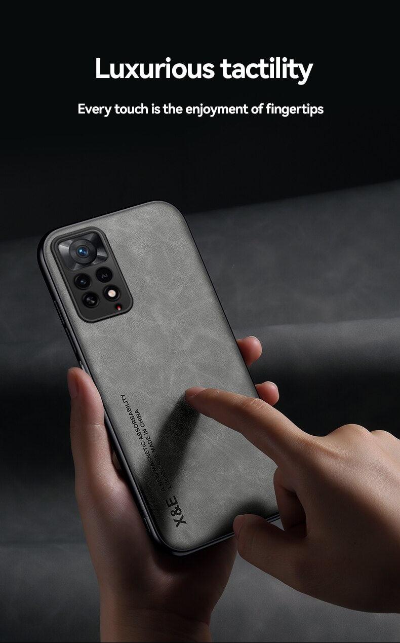 Luxury Leather Magnetic Case For Xiaomi Redmi Note 11 10 9 11E Pro 11S 10S 12 12X 10C POCO X3 NFC Pro F3 Covers With Metal Plate Leather Premium Back Cover Mobile Phone Case Flexible Protective Ultra Thin Scratchproof Phone Cover