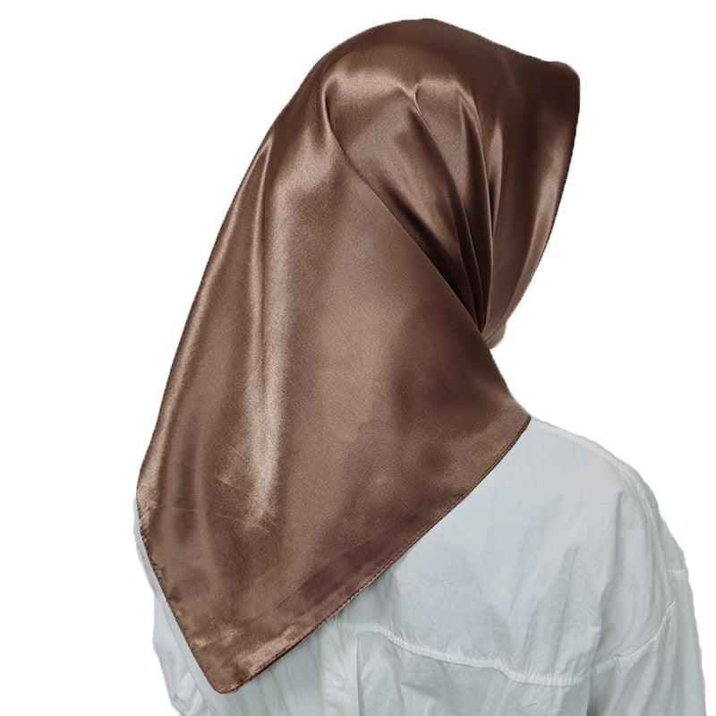 Luxury Long Soft Square Silk Scarves Lightweight Elegant Satin Silk Soft Head Wrap Escharpe Hijab Scarf Muslim Female Silky Shawls Wrap Hair Head Scarves Bandanna For Women 90*90cm