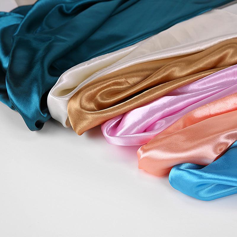 Luxury Long Soft Square Silk Scarves Lightweight Elegant Satin Silk Soft Head Wrap Escharpe Hijab Scarf Muslim Female Silky Shawls Wrap Hair Head Scarves Bandanna For Women 90*90cm
