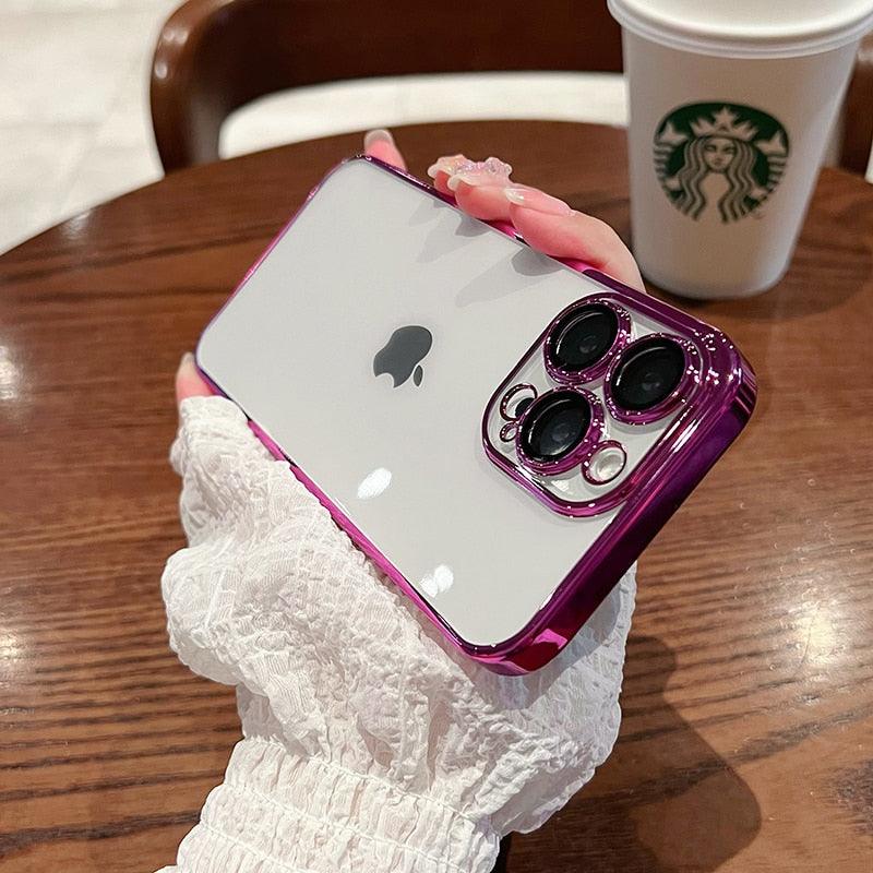 Luxury Square Transparent Case For iPhone 11 Pro Max Mini XR X XS Max 8 7 Plus Silicone Cover Protection Non-Yellowing Shockproof Phone Case for iPhone Elegant Transaprent Design For Iphone
