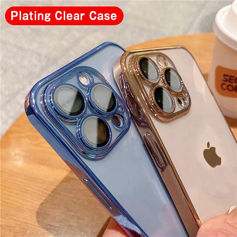 Luxury Square Transparent Case For iPhone 11 Pro Max Mini XR X XS Max 8 7 Plus Silicone Cover Protection Non-Yellowing Shockproof Phone Case for iPhone Elegant Transaprent Design For Iphone