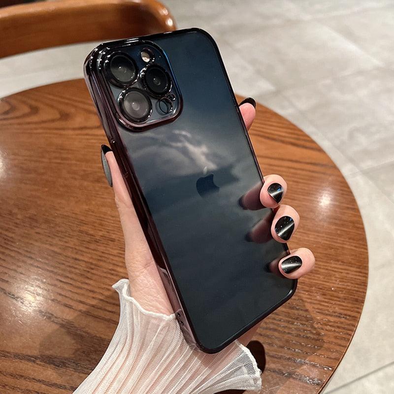 Luxury Square Transparent Case For iPhone 11 Pro Max Mini XR X XS Max 8 7 Plus Silicone Cover Protection Non-Yellowing Shockproof Phone Case for iPhone Elegant Transaprent Design For Iphone