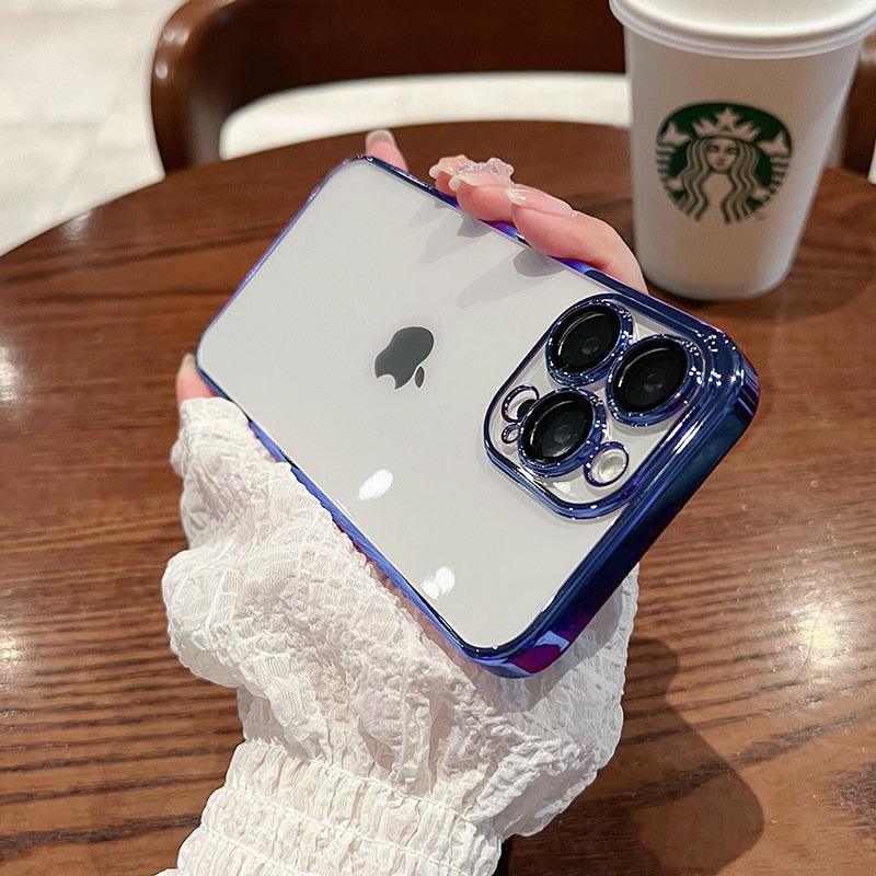 Luxury Square Transparent Case For iPhone 11 Pro Max Mini XR X XS Max 8 7 Plus Silicone Cover Protection Non-Yellowing Shockproof Phone Case for iPhone Elegant Transaprent Design For Iphone