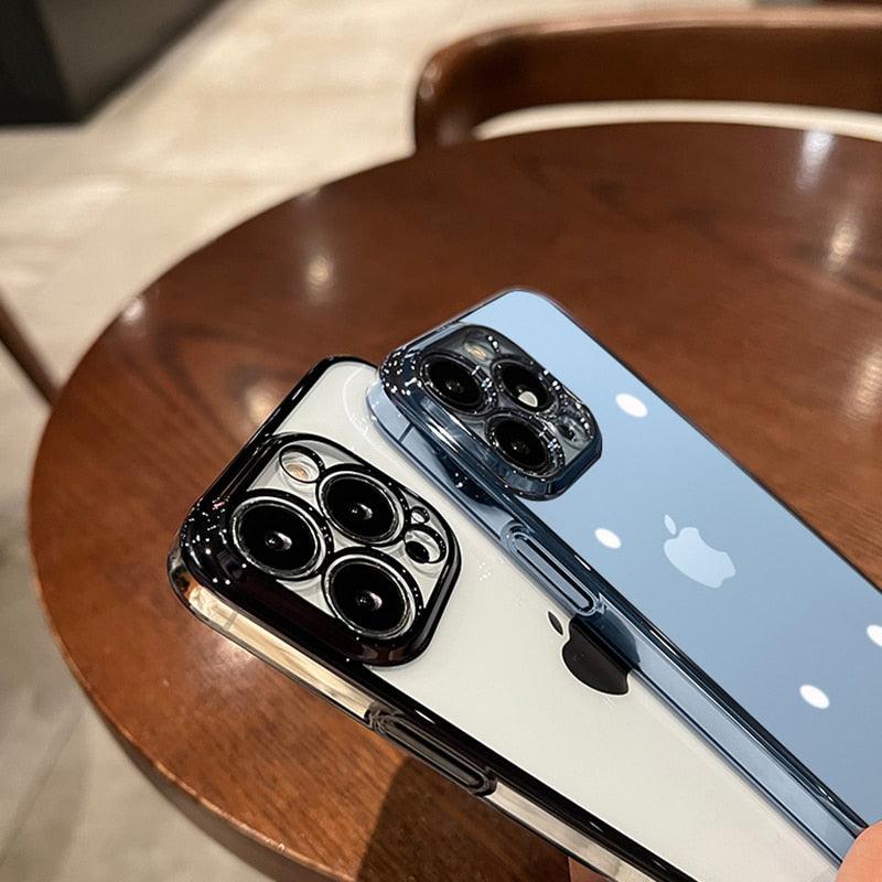 Luxury Square Transparent Case For iPhone 11 Pro Max Mini XR X XS Max 8 7 Plus Silicone Cover Protection Non-Yellowing Shockproof Phone Case for iPhone Elegant Transaprent Design For Iphone