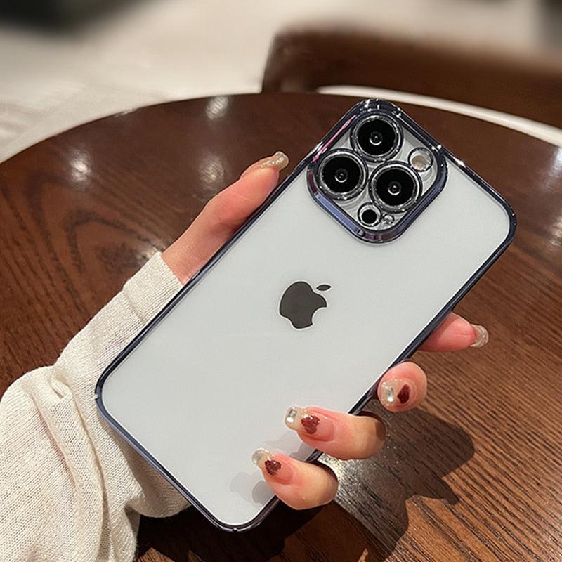 Luxury Square Transparent Case For iPhone 11 Pro Max Mini XR X XS Max 8 7 Plus Silicone Cover Protection Non-Yellowing Shockproof Phone Case for iPhone Elegant Transaprent Design For Iphone