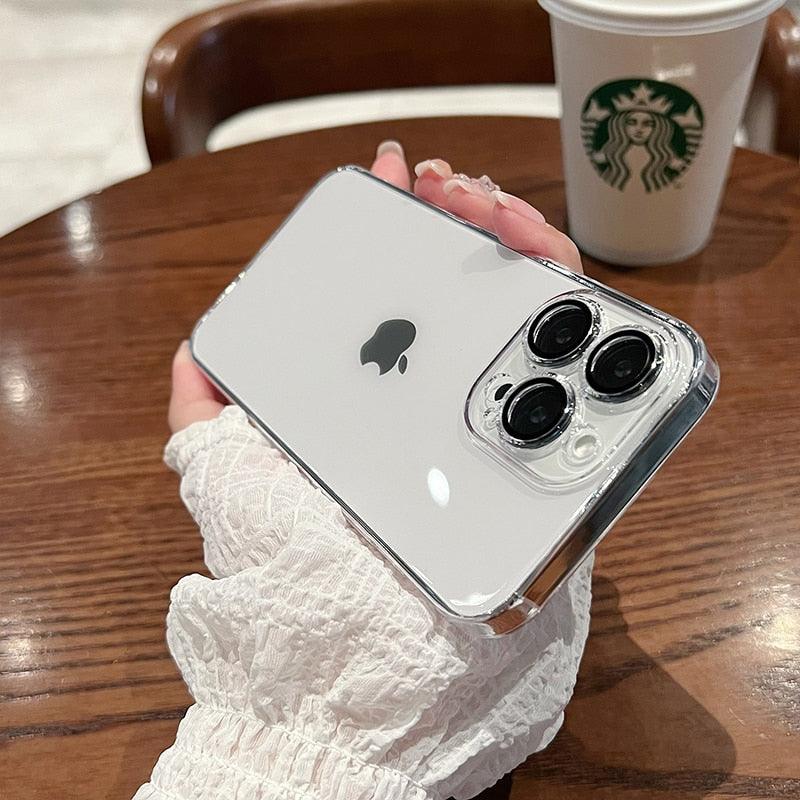 Luxury Square Transparent Case For iPhone 11 Pro Max Mini XR X XS Max 8 7 Plus Silicone Cover Protection Non-Yellowing Shockproof Phone Case for iPhone Elegant Transaprent Design For Iphone