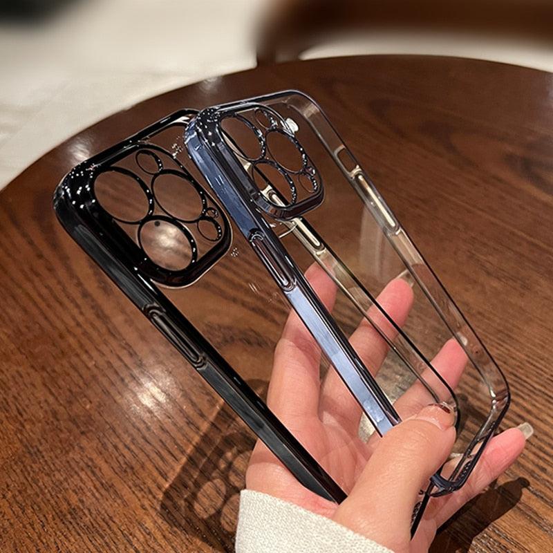 Luxury Square Transparent Case For iPhone 11 Pro Max Mini XR X XS Max 8 7 Plus Silicone Cover Protection Non-Yellowing Shockproof Phone Case for iPhone Elegant Transaprent Design For Iphone