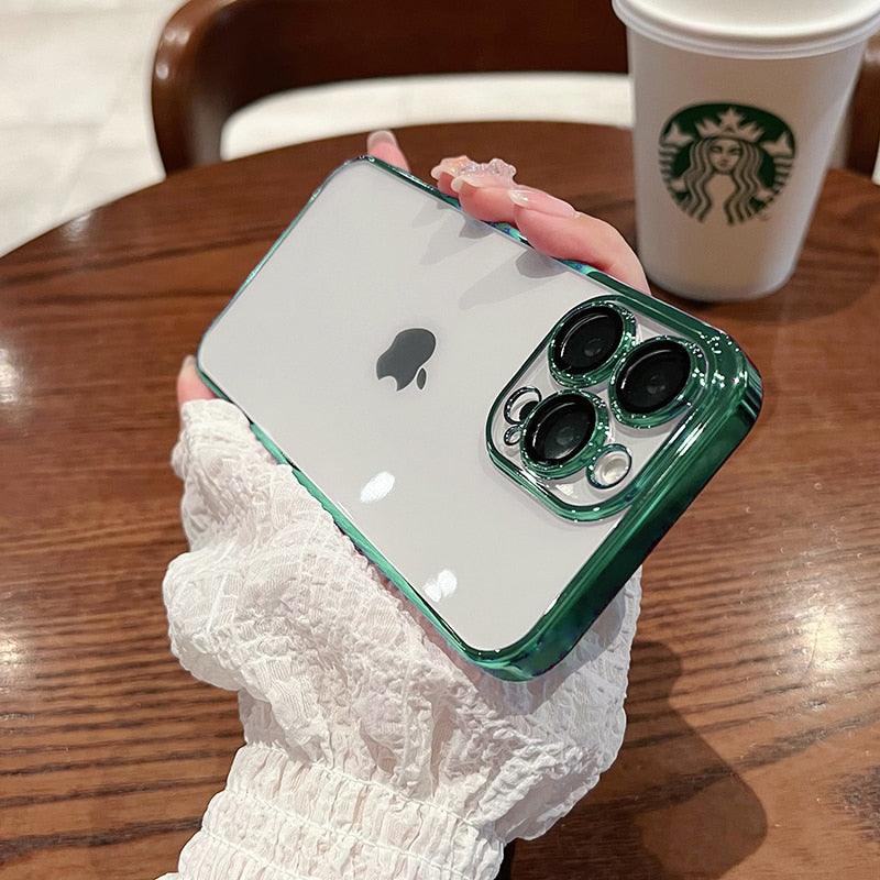 Luxury Square Transparent Case For iPhone 11 Pro Max Mini XR X XS Max 8 7 Plus Silicone Cover Protection Non-Yellowing Shockproof Phone Case for iPhone Elegant Transaprent Design For Iphone