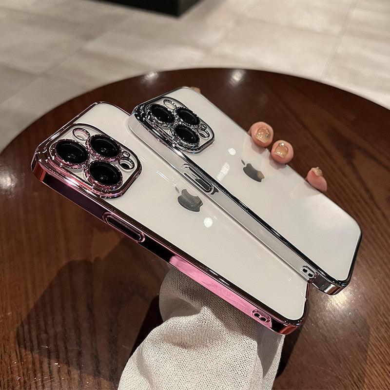 Luxury Square Transparent Case For iPhone 11 Pro Max Mini XR X XS Max 8 7 Plus Silicone Cover Protection Non-Yellowing Shockproof Phone Case for iPhone Elegant Transaprent Design For Iphone