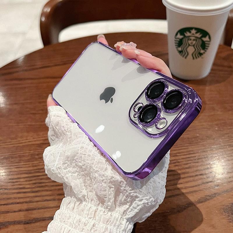 Luxury Square Transparent Case For iPhone 11 Pro Max Mini XR X XS Max 8 7 Plus Silicone Cover Protection Non-Yellowing Shockproof Phone Case for iPhone Elegant Transaprent Design For Iphone
