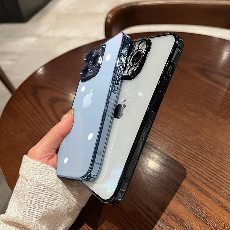 Luxury Square Transparent Case For iPhone 11 Pro Max Mini XR X XS Max 8 7 Plus Silicone Cover Protection Non-Yellowing Shockproof Phone Case for iPhone Elegant Transaprent Design For Iphone