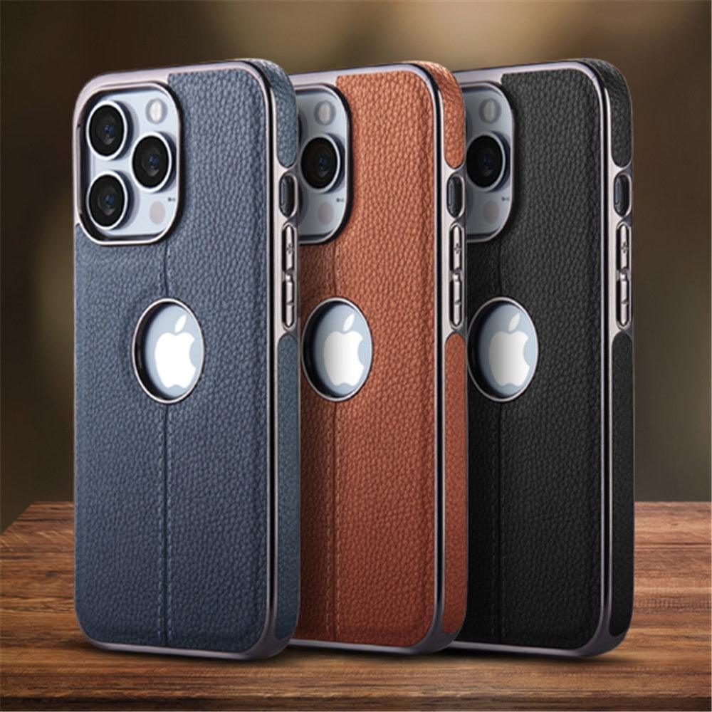 Luxury Texture Leather Case for iPhone 14 Pro MAX Plus Case With Hole Silicone Full Protection Back Cover Thin Flexible Soft Grip Luxury PU Leather Cover Durable Anti-Scratch Full Phone Cases