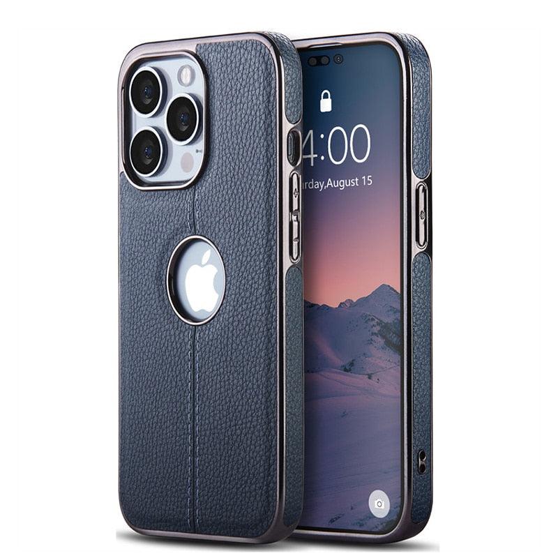 Luxury Texture Leather Case for iPhone 14 Pro MAX Plus Case With Hole Silicone Full Protection Back Cover Thin Flexible Soft Grip Luxury PU Leather Cover Durable Anti-Scratch Full Phone Cases