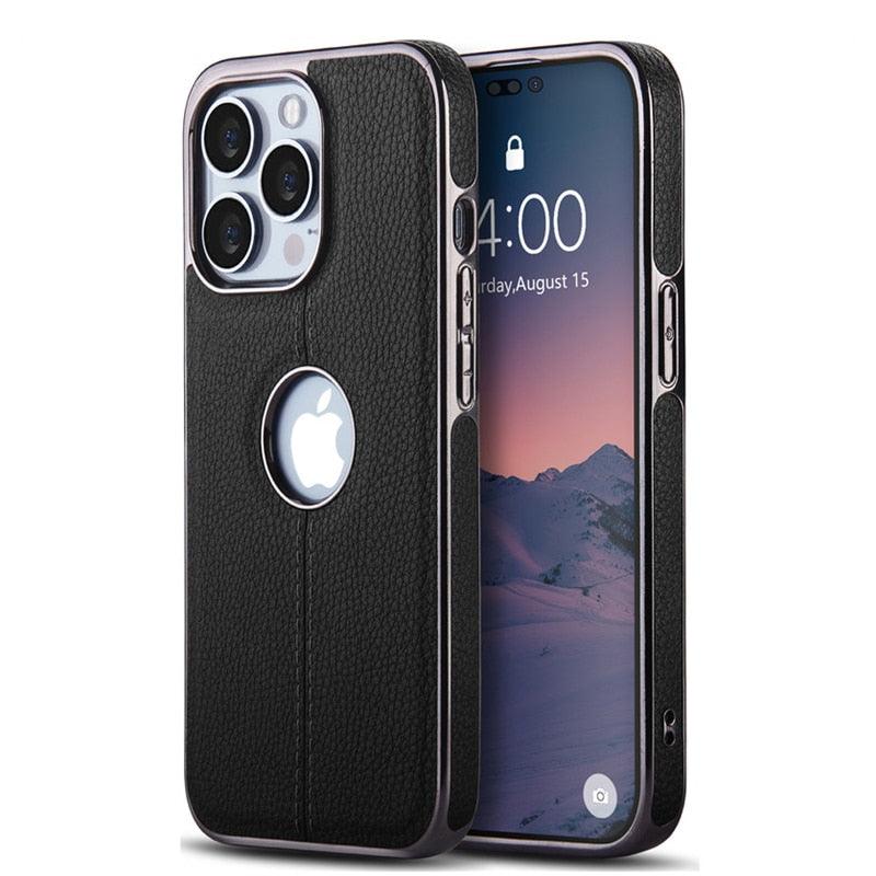Luxury Texture Leather Case for iPhone 14 Pro MAX Plus Case With Hole Silicone Full Protection Back Cover Thin Flexible Soft Grip Luxury PU Leather Cover Durable Anti-Scratch Full Phone Cases