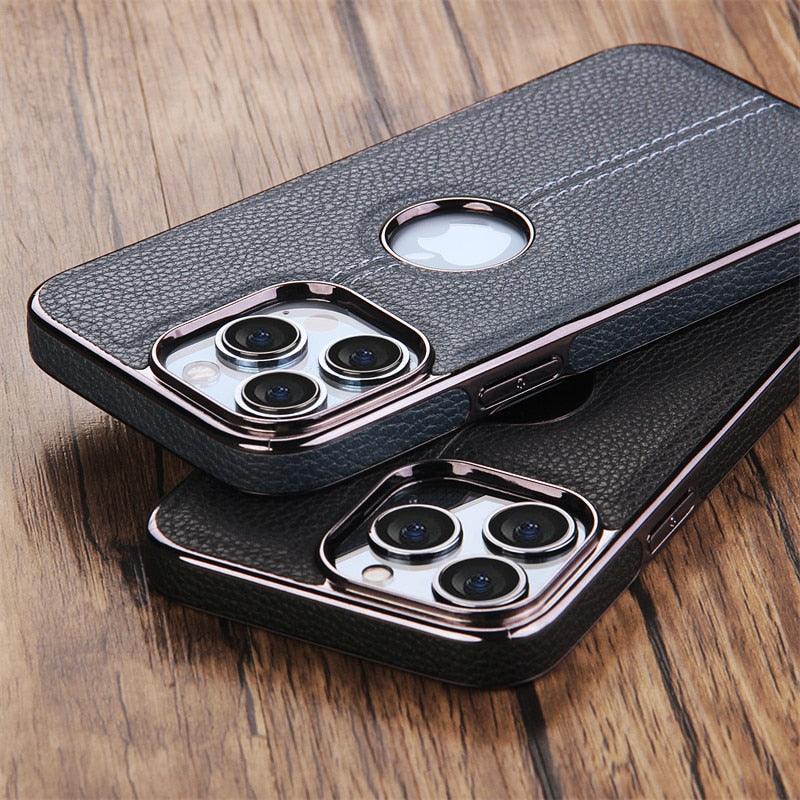 Luxury Texture Leather Case for iPhone 14 Pro MAX Plus Case With Hole Silicone Full Protection Back Cover Thin Flexible Soft Grip Luxury PU Leather Cover Durable Anti-Scratch Full Phone Cases