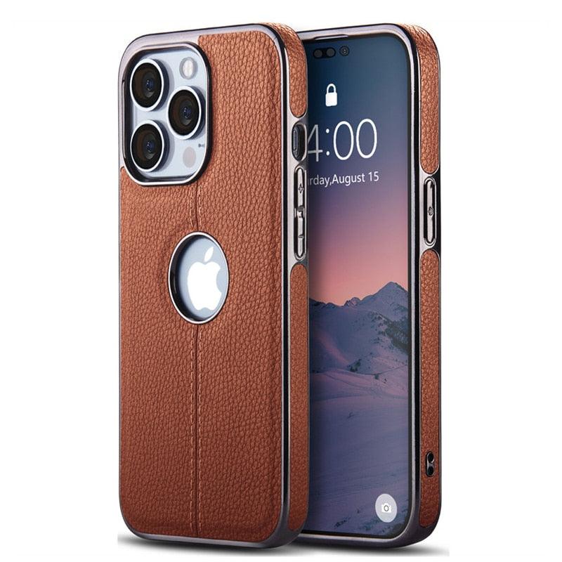 Luxury Texture Leather Case for iPhone 14 Pro MAX Plus Case With Hole Silicone Full Protection Back Cover Thin Flexible Soft Grip Luxury PU Leather Cover Durable Anti-Scratch Full Phone Cases