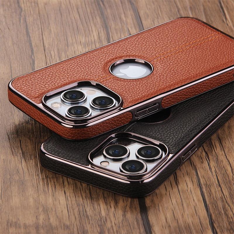 Luxury Texture Leather Case for iPhone 14 Pro MAX Plus Case With Hole Silicone Full Protection Back Cover Thin Flexible Soft Grip Luxury PU Leather Cover Durable Anti-Scratch Full Phone Cases