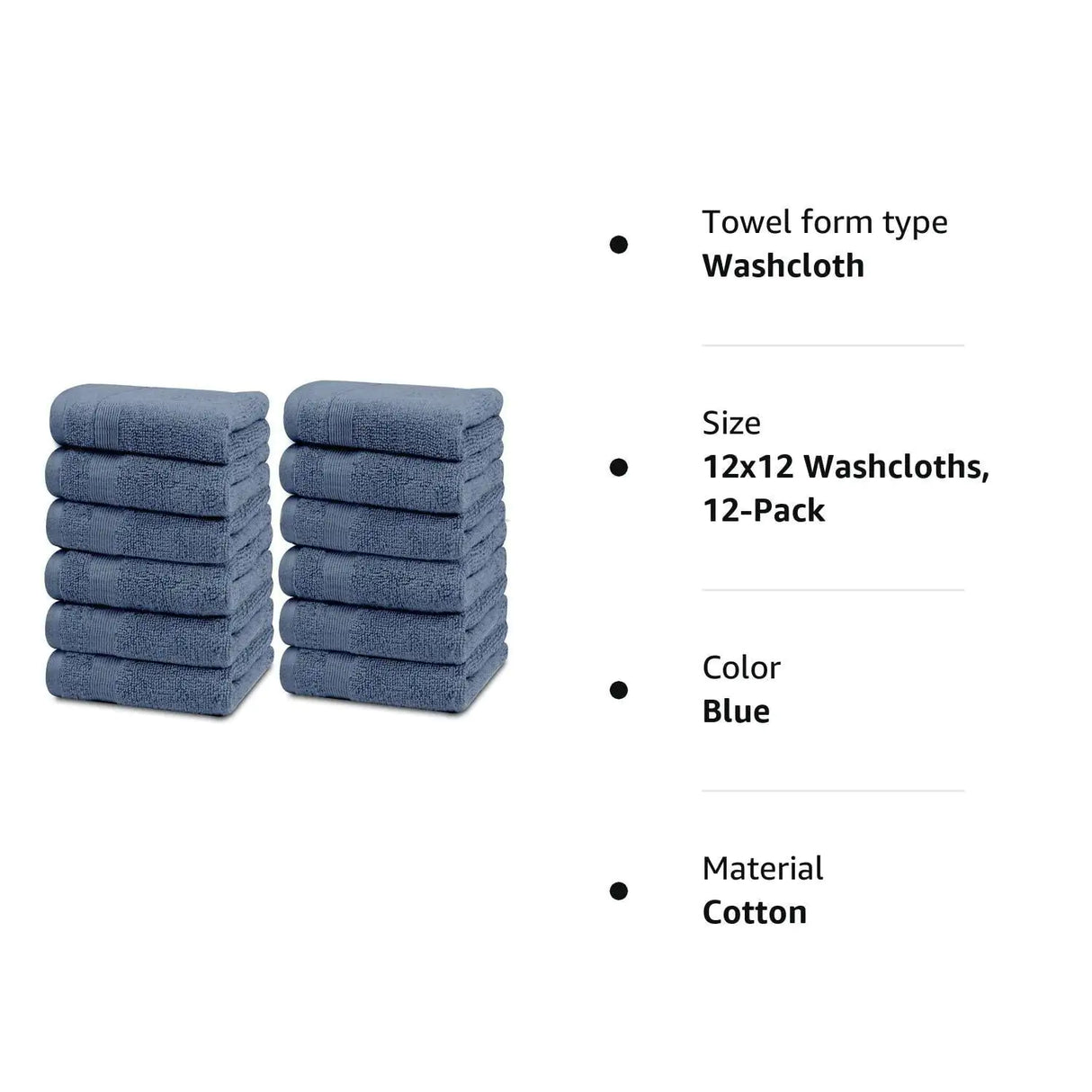 Resort Collection Soft Washcloth Face Body Towel Set 12 Pack Blue 12x12 Luxury