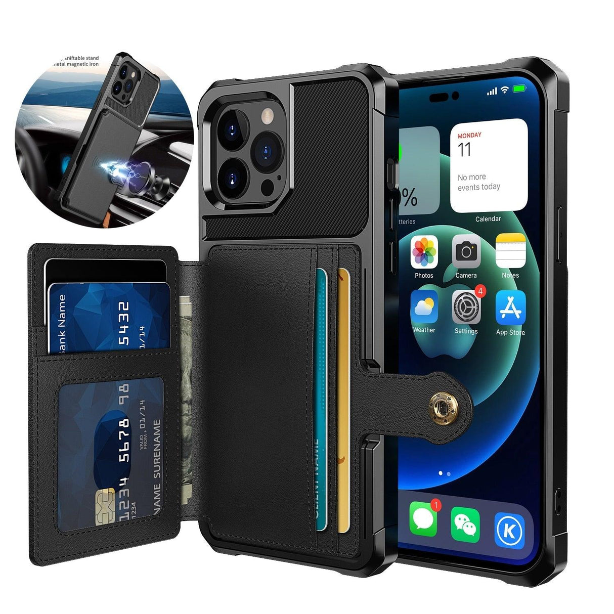 Magnetic Wallet Leather Case For iPhone 14 13 12 11 Pro Max XS Phone Cases Stand X Anti drop Cards Soft Cover Functional Case Compatible with iPhone