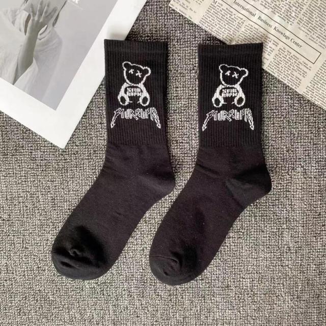 Marble Print Style Harajuku Skateboard Long Socks Creative Fun Lightning Hip Hop Style Socks Streetwear Casual Cotton Socks Unisex Street Couple Socks For Men And Women