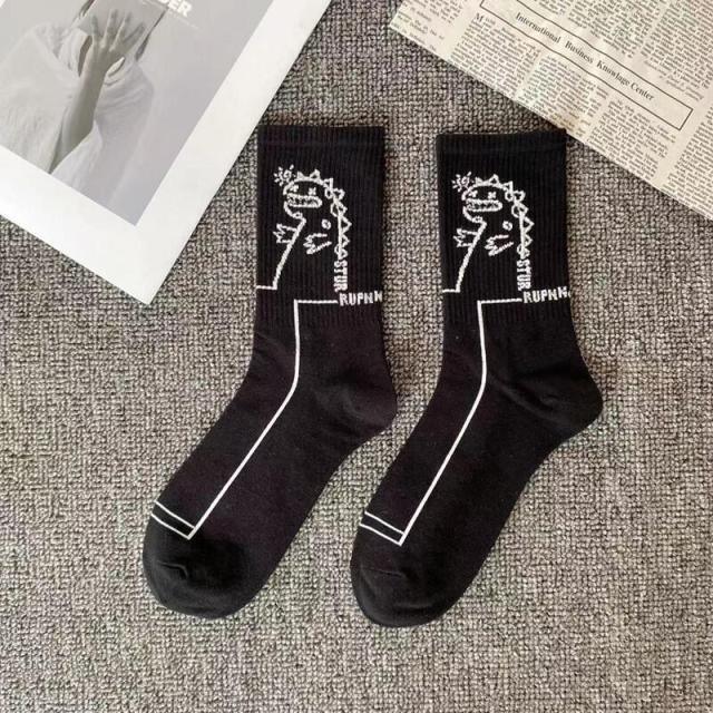 Marble Print Style Harajuku Skateboard Long Socks Creative Fun Lightning Hip Hop Style Socks Streetwear Casual Cotton Socks Unisex Street Couple Socks For Men And Women