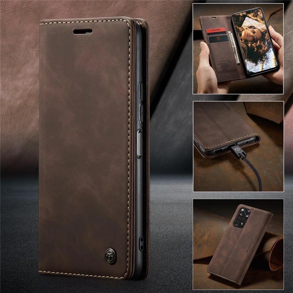 Matte Leather Case for Xiaomi Mi 9T CC9 10T 11T 12T Pro Lite 5G Redmi Note 8 9s 10 11 11S Pro Wallet Flip Cover Poco F3 M3 Pro Women with Card Holder Kickstand Magnetic Leather Flip Case