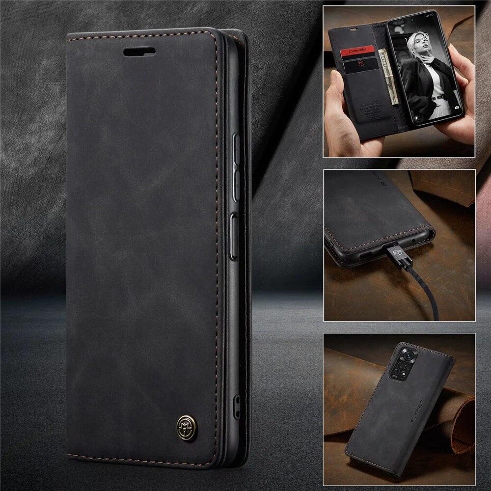 Matte Leather Case for Xiaomi Mi 9T CC9 10T 11T 12T Pro Lite 5G Redmi Note 8 9s 10 11 11S Pro Wallet Flip Cover Poco F3 M3 Pro Women with Card Holder Kickstand Magnetic Leather Flip Case