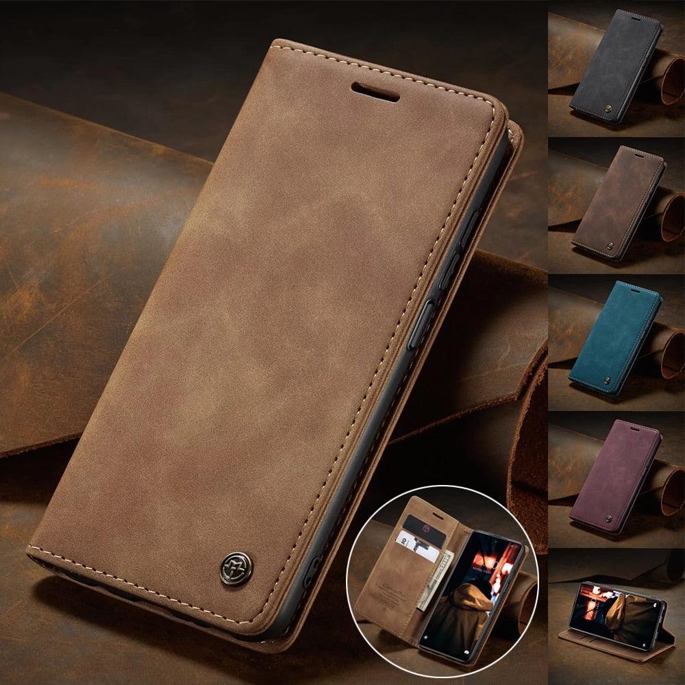 Matte Leather Case for Xiaomi Mi 9T CC9 10T 11T 12T Pro Lite 5G Redmi Note 8 9s 10 11 11S Pro Wallet Flip Cover Poco F3 M3 Pro Women with Card Holder Kickstand Magnetic Leather Flip Case